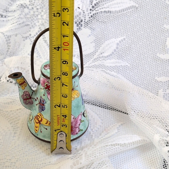 Vintage Miniature Enamel On Metal Empress Art Butterflies Teapot - Picture 10 of 11